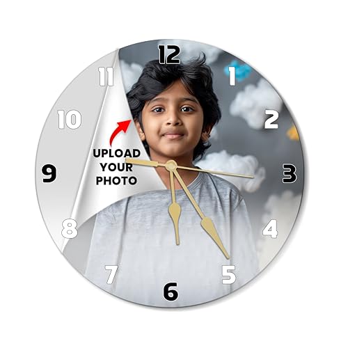 Image of SAVRI Personalized Gifts - Kids Photo Printed Wall Clock 12x12 Inch | Customized Picture | Unique Birthday & Return Gift for Boys, Girls,Son, Daughter,Grandson,Granddaughter |Cute Kids Room Wall Decor