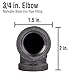 3/4 Inch Elbows Industrial Malleable Cast Iron Pipe Fitting 6 Pack by Pipe Decor, Pipe Components for Building Tables, Chairs, Shelving, and Custom Furniture, Fits 3/4