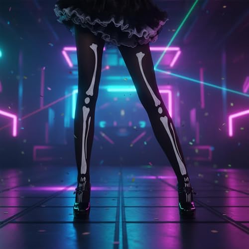 Bristol Novelty BA214 Tights with Bone Printing | For women | Black, One Size - Image 2