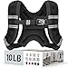 Zeerun Weighted Vest for Women & Men with Reflective Stripe and Adjustable Buckle, Comfortable & Durable Rucking Vest for Walking, Running & Strength Training, 10LBS-Black