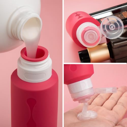 Image of Gemice Travel Bottles for Toiletries, Tsa Approved Travel 6oz Size Containers with Clear Bag, BPA Free Leak Proof Travel Tubs Refillable Liquid Travel Accessories for Cometic Shampoo Lotion