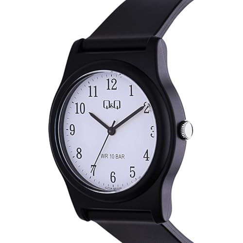 Image of Q&Q Mens Black Fibre Analog Watch 100 Meters Wr