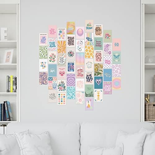 Artivo Danish Pastel Wall Collage Kit for Aesthetic Pictures 70 cards, Danish Pastel Room Decor, Teen Wall Decor, Girls Room Decor, Pastel Aesthetic Collage Kit
