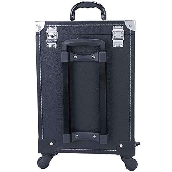 Extra Lager - Trolley di lusso in pelle per parrucchiere, per trucchi, treni, cosmetici e cosmetici, colore: nero