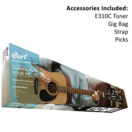 Image of Cort AD810 Dreadnought Acoustic Guitar with Gig Bag,Tuner,Picks and Strap (Natural Bundle)