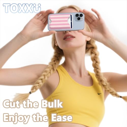 Image of Stripe Magnetic Wallet for Magsafe Compatible with iPhone 17 /16 /15 /14 /13 /12 Series Pro Max Plus Air (Phone Magnet Card Holder Fit 3 Cards for Women Girl Lether Mag Safe Wallets Pink)