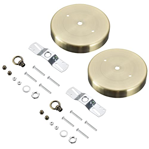 Image of Aspen Creative 21505-42, Contemporary Chandelier & Light Fixture Canopy Kit w /Collar Loop, Antique Brass, 5-1 /8 inch Diameter, 7 /16 inch Center Hole, 2 Pack
