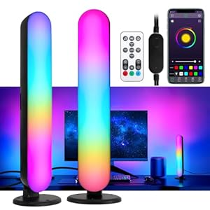 Smart LED Light Bar 2 Pack, RGB Smart Desk Lamp TV Backlight with Multiple Lighting Effects and Music Modes, Sync with Music, APP Remote Control Ambient Lighting Flow Light Bar for Gaming/TV/PC/Room