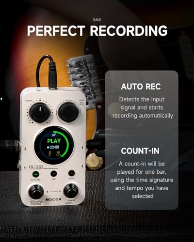 Image of MOOER GL100 Looper Pedal Drum Machine, 2 in 1 Drum Looper Guitar Pedal 1.3-inch Touchsreen 100 Slots with 300 Minutes in Total Auto-record Time Stretch Function Dedicated Editor Software