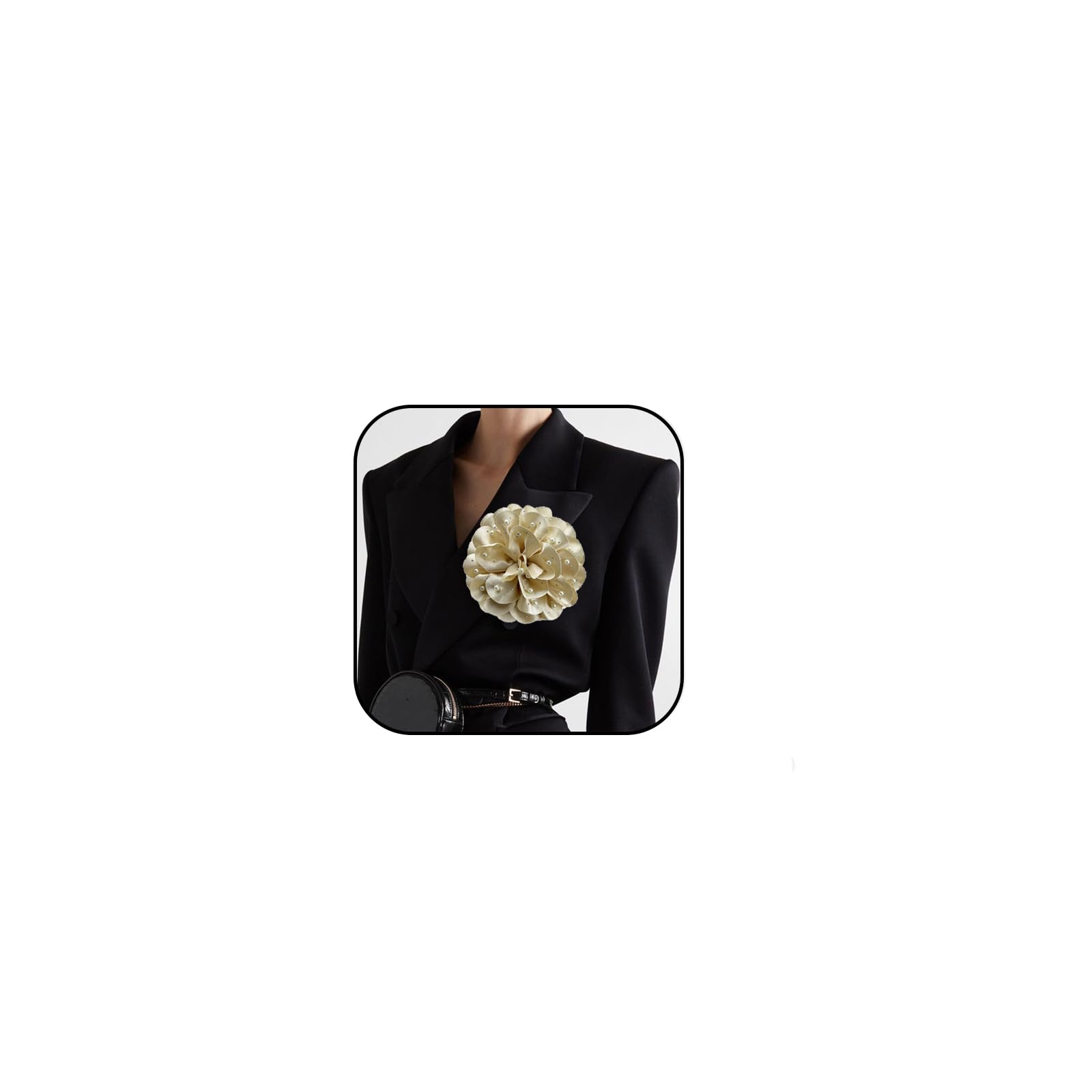 Fabric Rose Flower Brooch For Women - Large Satin Camellia Pearl Brooch Pin, Elegant Dress Accessory