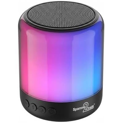 Bluetooth Speaker With RGB LED Lights, TWS Portable Wireless Speaker With Deep Bass, 8H Playtime, Music Sync Light Show, TF Card, Hands-Free Calls - Small Bedside Party Speaker