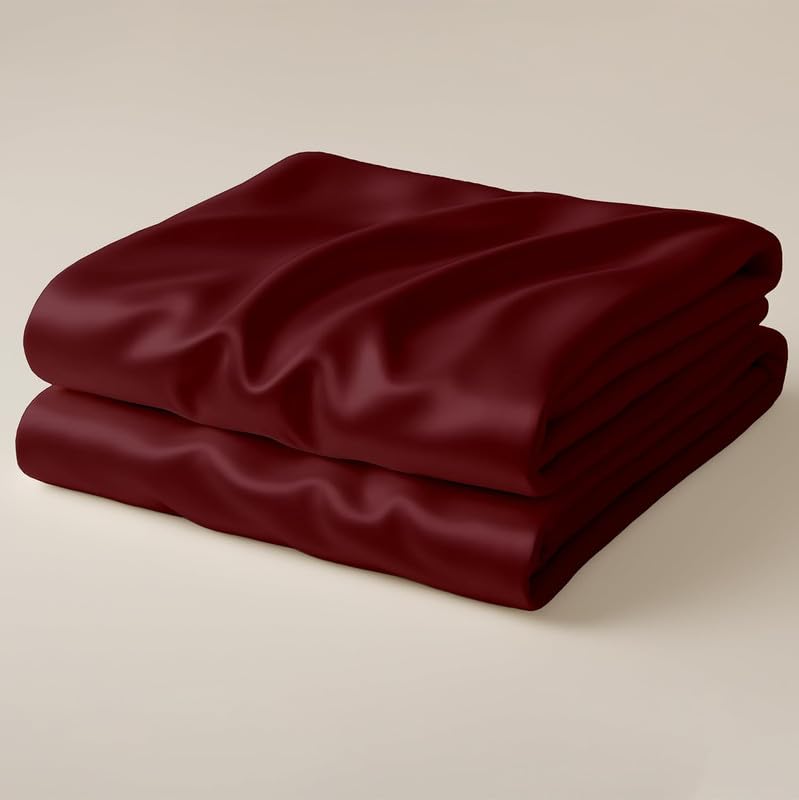 Image of Day Care-Luxury Satin Flat King Size (92x106 Inchs) Bedsheet|Ultra Soft Silky Smooth Touch|Breathable, Lightweight & Skin Friendly|Wrinkle Resistant|Royal Wine