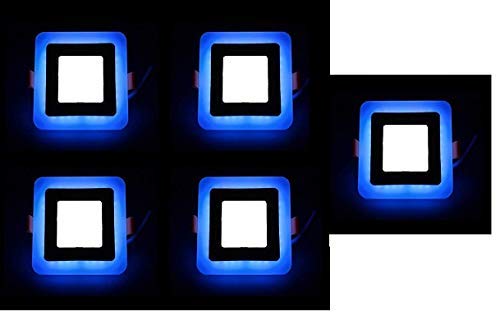 Ravi's Enterprise 6 Watt LED Side Blue Square Panel Light Ceiling 3D Effect Lighting (Double Color) (Pack of 05) | led Panel Light | 6w led Panel Lights for Ceiling | pop led Light | pop led Light |
