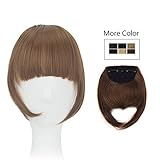 DODOING False Bangs Piece Clip in Bangs Hair Extensions Neat Fringe Hairpieces Color:Light Brown