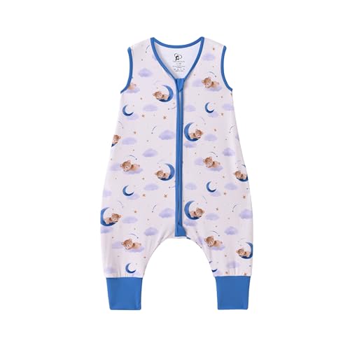 Image of Baby Sleep Sack with Feet 12-18 Months 0.5 Tog 95% Rayon from Bamboo 5% Spandex Breathable Sleep Sacks Baby Walker Quilted Wearable Blanket with Legs 2-Way Zipper Bear