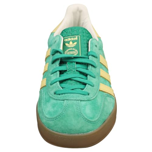 Image of adidas Men's Gazelle Indoor Sneaker, Semi Court Green /Almost Yellow /Gum, Size 11.5