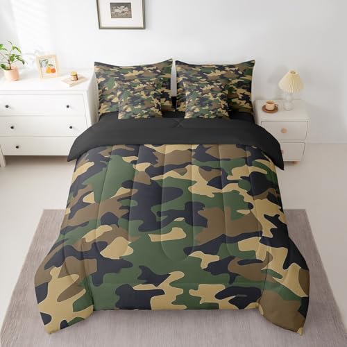 Feelyou Camouflage Military Comforter Set Queen Size Bed in a Bag