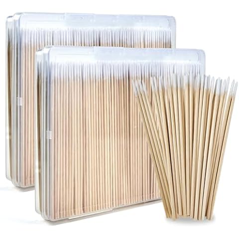 800Pcs Pointed Cotton Swabs with Storage Case, Precision Tip Cotton Swabs with Wooden Sticks, 4 Inch Microblading Cotton Swabs, Microswabs for Eyelash Extensions Makeup Nails Tattoo Permanent Supplies Cover
