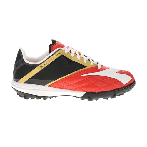 Diadora Mens Brasil Sala Elite Turf Soccer Cleats - Black, Red, White - Size 9 M