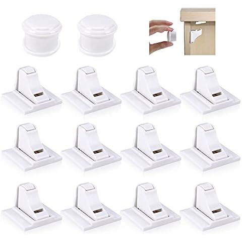 Acksonse Kindersicherung Schrank, Babysicherheit Magnetisches Schrankschloss 12 Schlösser mit 2 Schlüssel, ohne Bohren und Schrauben, Schubladenschloss für Küche, Schlafzimmer und Wohnzimmer Cover