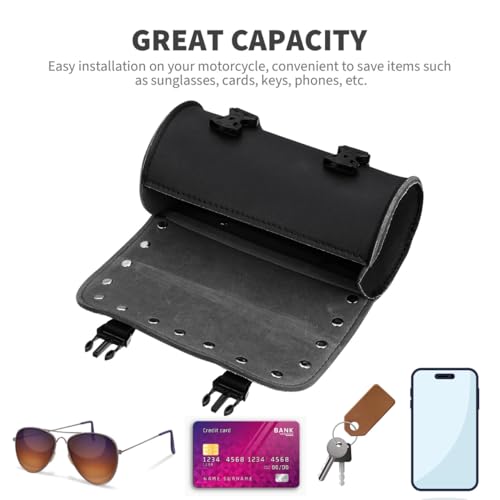 LIOOBO Satteltasche Rund Universal PU Kunstleder Wasserdicht Werkzeugtaschen Retro Tasche