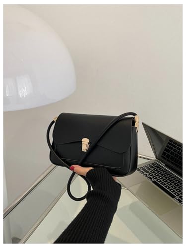 MakeMeChic Women's PU Leather Single Strap Flap Small Square Bag Shoulder Handbags2