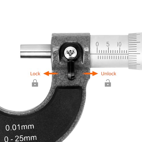 QWORK® Bügelmessschraube, Mikrometer, Hochpräzise Messung 0-25mm, 0.01mm Auflösung