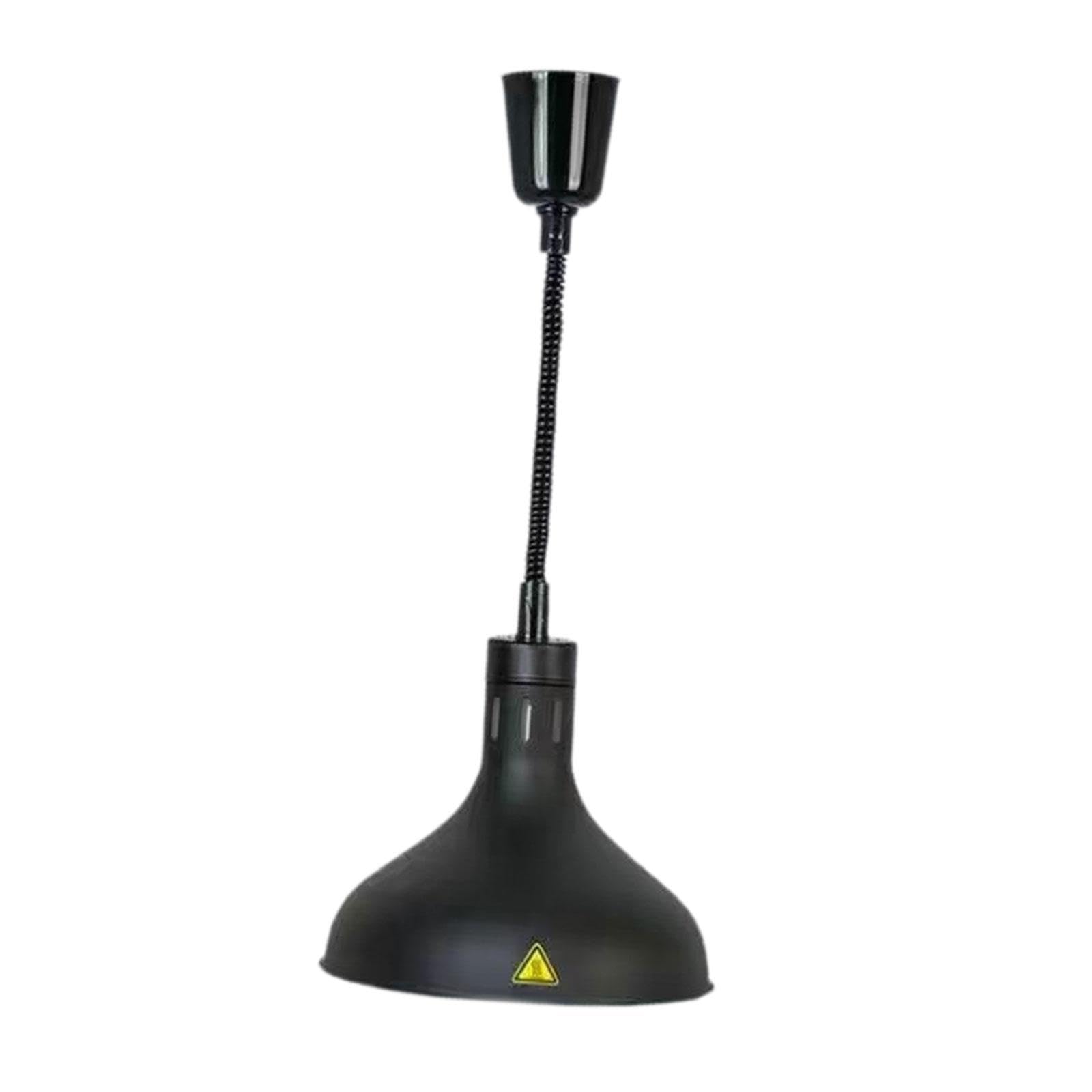 Lámpara Calefactora Extensible para Alimentos con Soporte de Techo Y Base E27 Acero Inoxidable para Buffet Restaurante Cafetería Cocina, Negro, Individual