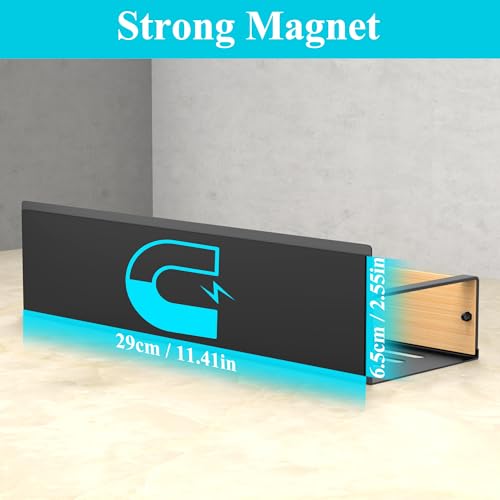 Image of HuggieGems Metal Magnetic Spice Rack for Refrigerator Wood, 2 Pack | Magnetic Shelves Heavy Duty for Fridge in Kitchen, Seasoning Storage Organizer, For Oven Washer and Dryer, For Heavier Items