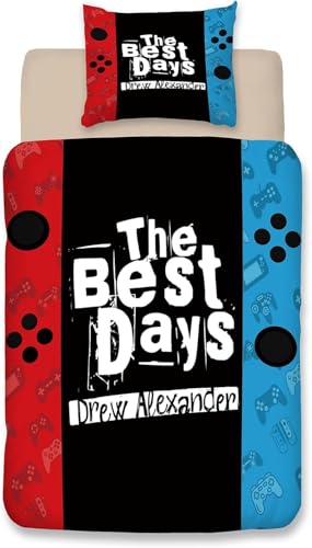 Caregchrisj Housse de Couette 90x190 Enfant Fille Garçon Bleu Rouge Jeu avec Taie d'oreiller 40 x 60cm,Parure de Lit en Microfibre 1 Personne,Convient pour...