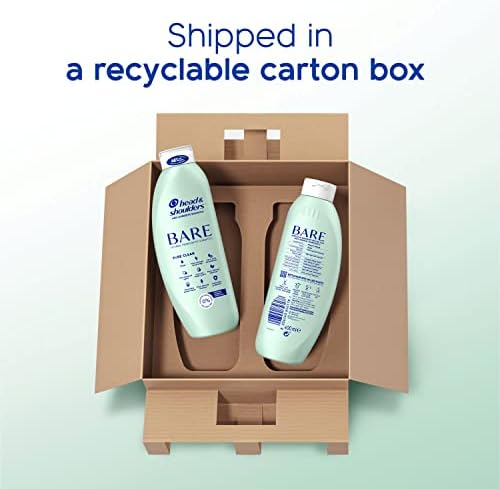 Head & Shoulders Anti dandruff Shampoo, Pure Clean, Sulphate free, 2 x 400 ml, Duo Pack. Bare Shampoo For Oily Scalp, Minimal Ingredients, Free from Dyes