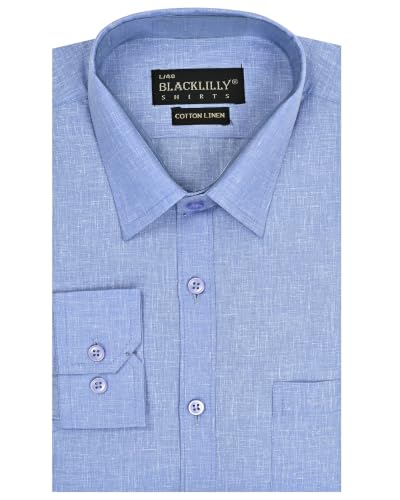 Image of Men's Breathable Cotton Linen Long Full Sleeves Plain Regular Fit Formal Shirt (201LB)