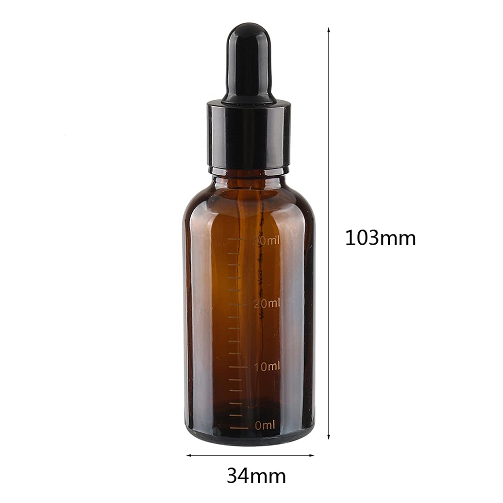 24 Pieza, Vacío 30ml Marrón Ámbar Botellas de Botellas de Cuentagotas Cristal, con Gotero Graduado y pipeta, para Aceite Esencial, Masaje,Fragancia, Aromaterapia, Laboratorio