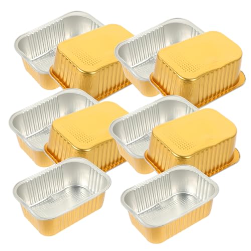 HYTROVE 10個 厚手アルミホイル食品容器 耐高温耐冷凍コンパクトケーキボックス オーブン エアフライヤー対応ベーキング用品