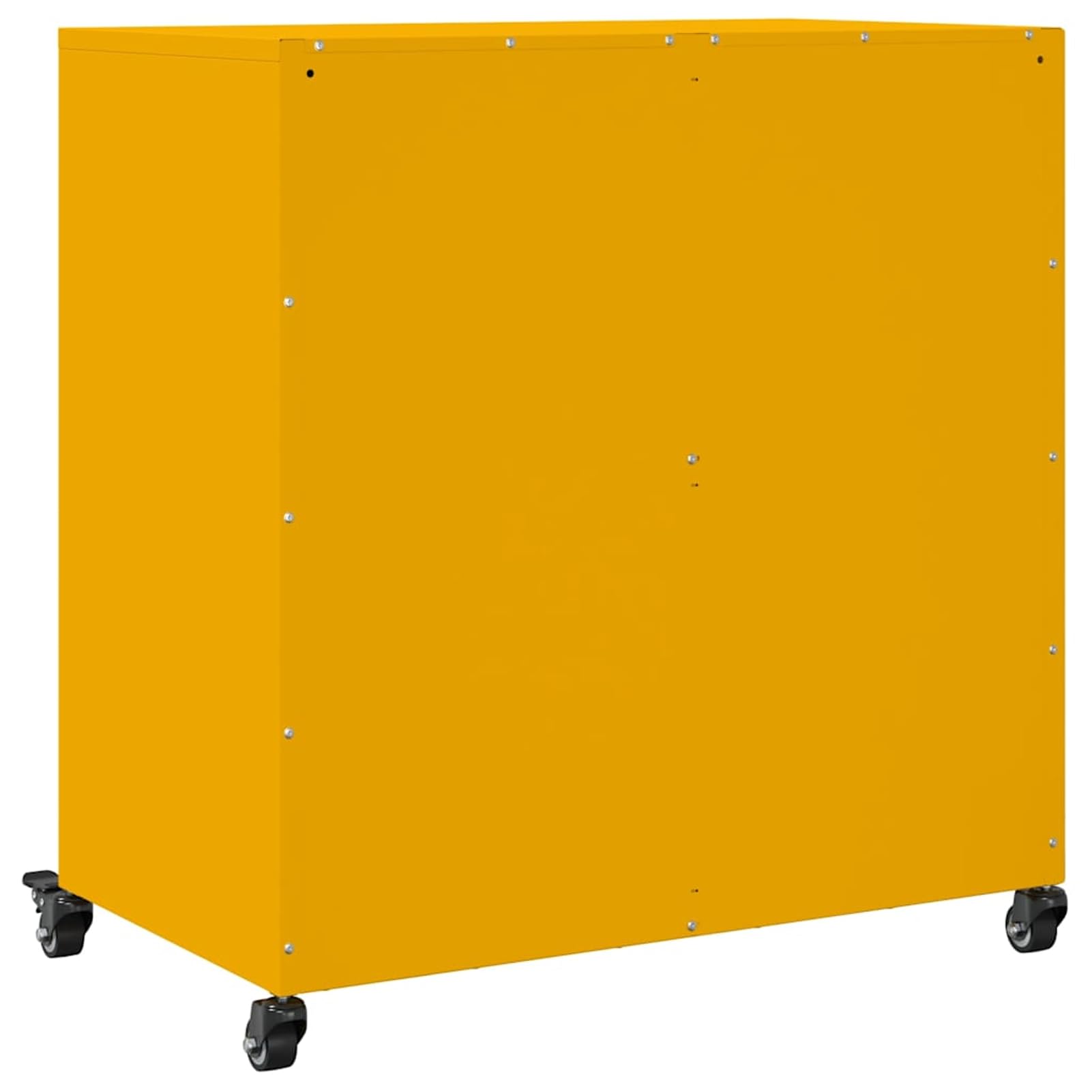 Kredens musztardowo-żółty, 68 x 39 x 72 cm, ze stali walcowanej na zimno, z 2 drzwiami i 4 rolkami – praktyczna szafka do przechowywania do salonu, biura i korytarza