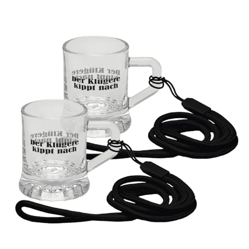Shotglas Der Klügere kippt nach 25ml 2er Set | Schnaps | Schnapsglas | Party | Feiern Klar