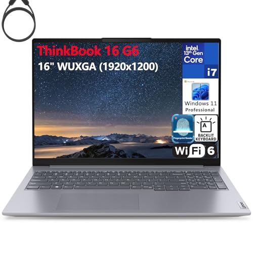 Lenovo ThinkBook 16 G6 16" FHD+ Laptop Computer, 13th Gen Intel 14-Core i7-13700H, 32GB DDR5 RAM, 1TB PCIe SSD, WiFi 6, Bluetooth 5.2, Backlight Keyboard, Fingerprint Reader, Windows 11 Pro, Tilsiy