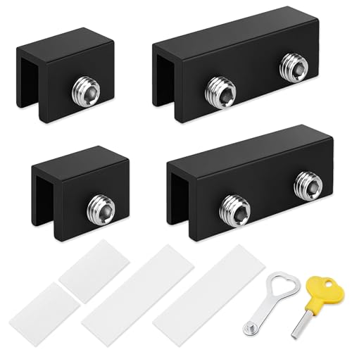 4 Pezzi Serrature per Finestre, Nero Finestra Scorrevole Serratura con Chiave, Ferma Finestra Serrature per Finestre Scorrevoli in Alluminio per Porte e Finestre Scorrevoli