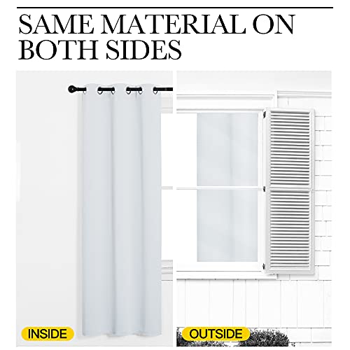 Image of NICETOWN Blackout Curtains Panels for Bedroom, 2 Panels, 66 x 60 Inch, Greyish White, 3 Pass Microfiber Noise Reducing Thermal Insulated Solid Ring Top Blackout Window Drapes