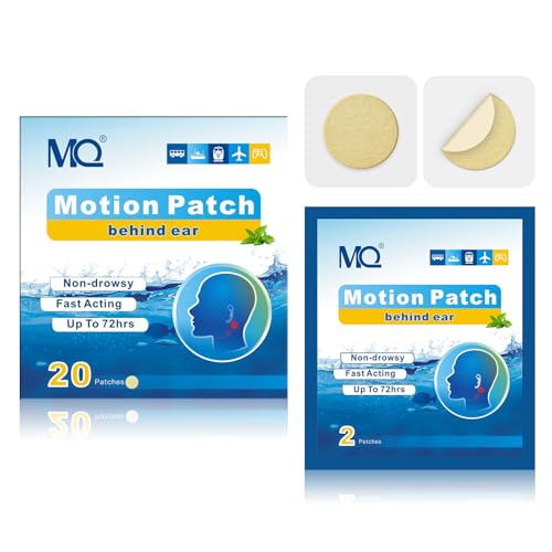 MQ 20ct Motion Sickness Patches Light Color Sea Sickness Patches Non Drowsy & Waterproof Cruise Ship Travel Essentials Fast Acting & Long Lasting 72H