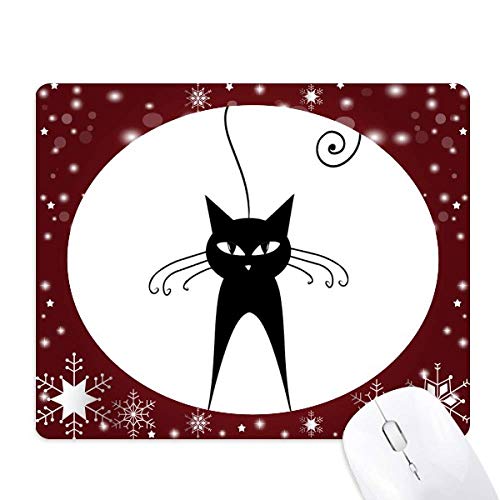 Tapis de souris chat noir et flocons pour décorer votre bureau cet hiver