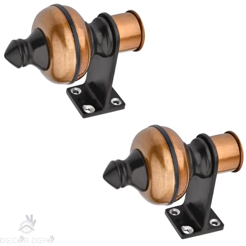 Image of Stylish Curtain Hooks /Curtain Knobs /Rod Rail Bracket for Home Copper Black Finish (2P, Copper Black)
