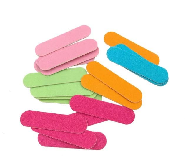 30 Packs Mini Nail Files Disposable Double Sided Nail Buffer Travel Size Emery Boards for Natural Nails, Nail Files and Buffers for Home and Professional Manicure Tools (Pink and Blue)