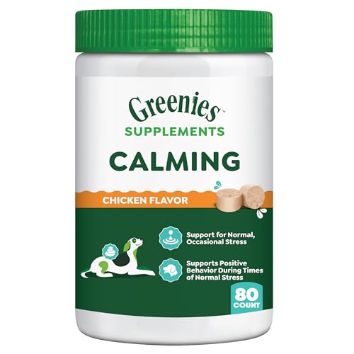 Greenies Supplements Calming Chews for Dogs Chicken Flavor Dog Calming Chews 14.7 oz. Container of 80 Count
