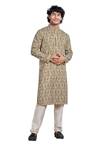 Kurta Vardha en coton pour homme au motif Jaal bleu chic