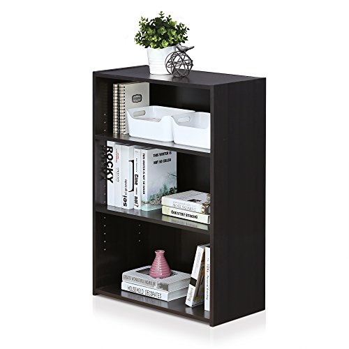 Image of Furinno WRIGHT Book Shelf, 3-Tier Modern Bookshelf, Bookcase with Closed Back, 11.6 inch x 24.5 inch x 35.3 inch, for Living Room, Bedroom, Home Office, Cinnamon Cherry