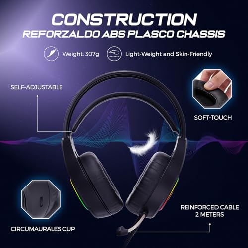 MARVO H8921 Gaming Headset with Mic, Wired Headphones Over Ear, USB Headset with Surround Sound, Noise Canceling Gaming Headphones for PC, PS4/PS5 — view 5