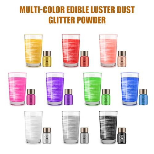 Wwtop Gold Essbares Glitzer - 15 g Glitzerpulver für Getränke, Geschmacksneutrales Lebensmittel Glitzer für Schokolade, Ostern Kuchen, Fondant, Cupcakes, Erdbeeren, Drinks, Flüssigkeiten