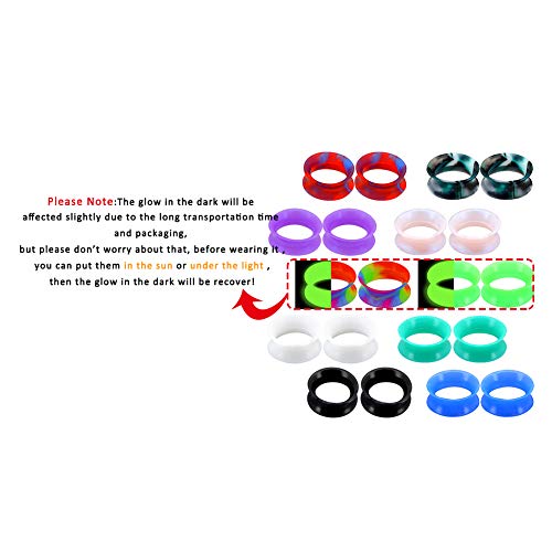 OUFER 20PCS Soft Silicone Ear Gauges Marble Pearlized Flesh Tunnels Plugs Stretchers Expander Double Flared Flesh Tunnels Ear Piercing Jewelry - Thumbnail 3