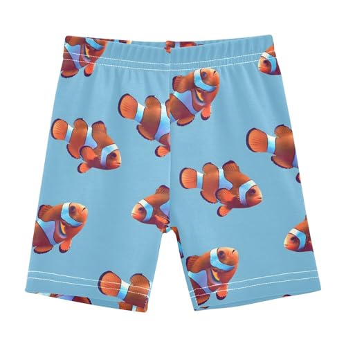 Clownfish Print Girls Shorts Elastic Waist Sports Shorts Girls Leggings Pants for 4-10 Years